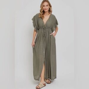 Elegant Olive Green Maxi Dress
